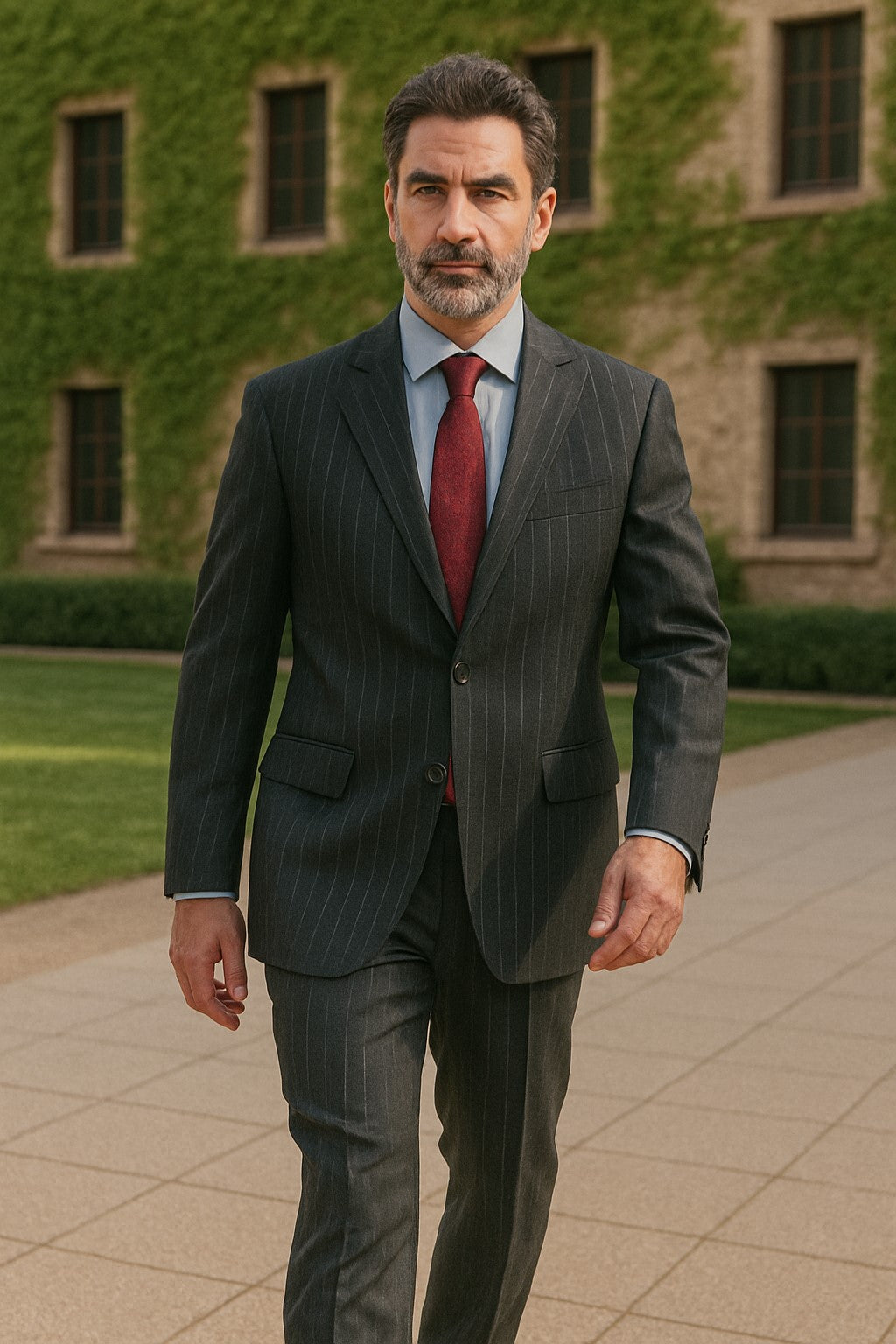 Black Pinstripe Bold Bold Chalk Stripe Pinstripe Suit - 34 Short or Extra Small