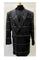 Black Plaid Overcoat - Wool Topcoat With WindowPane Pattern Double Breasted Style