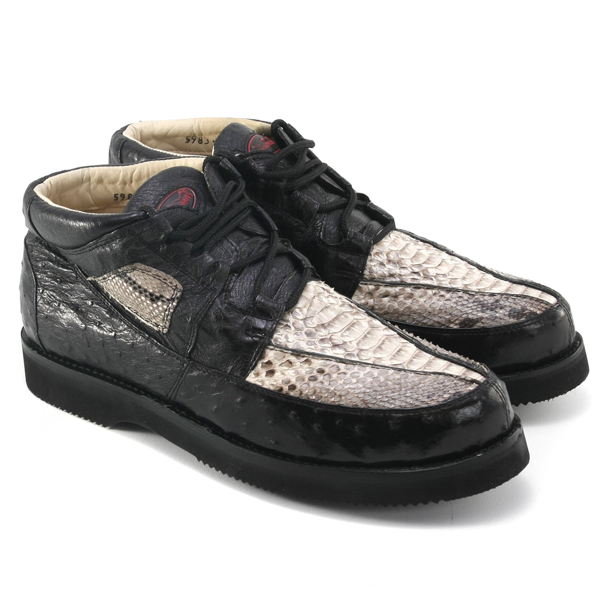 Los Altos Natural & Black Python & Ostrich Skin Sneakers - 7