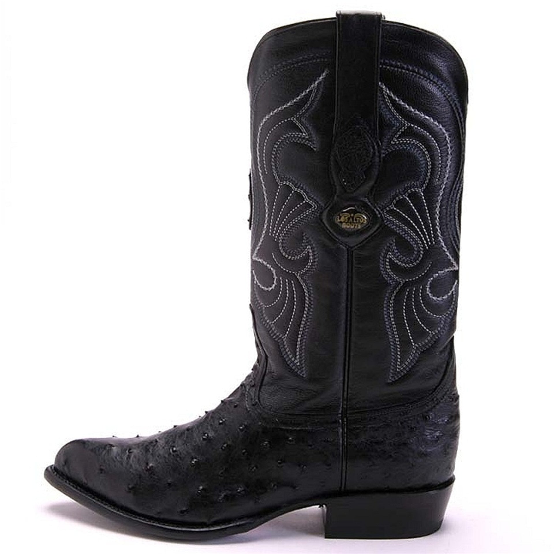 Los Altos Men's Black Genuine Full Quill Ostrich Boots - 6