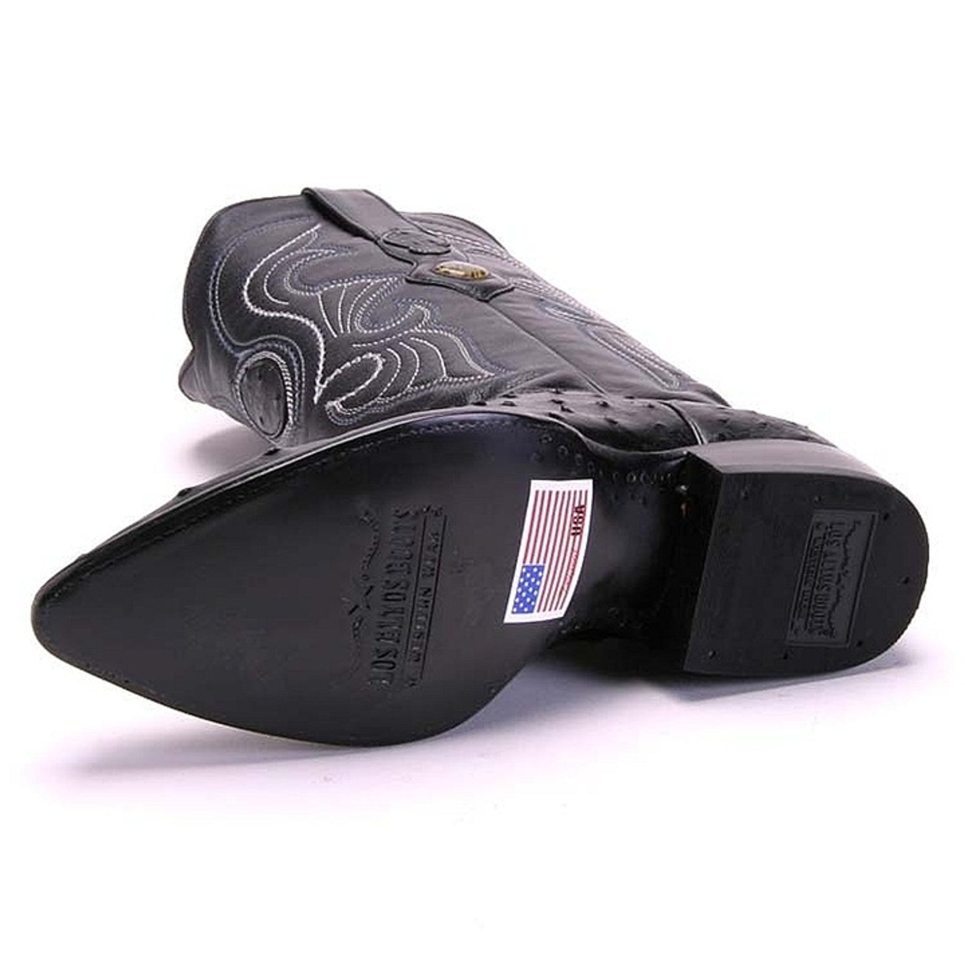 Los Altos Men's Black Genuine Full Quill Ostrich Boots - 6