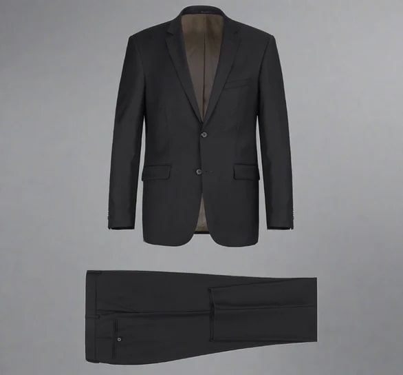 Renoir Clothing - Renoir Suit - Renoir Fashion - Super 140s Wool Two Button Slim Fit Black Renoir Suit