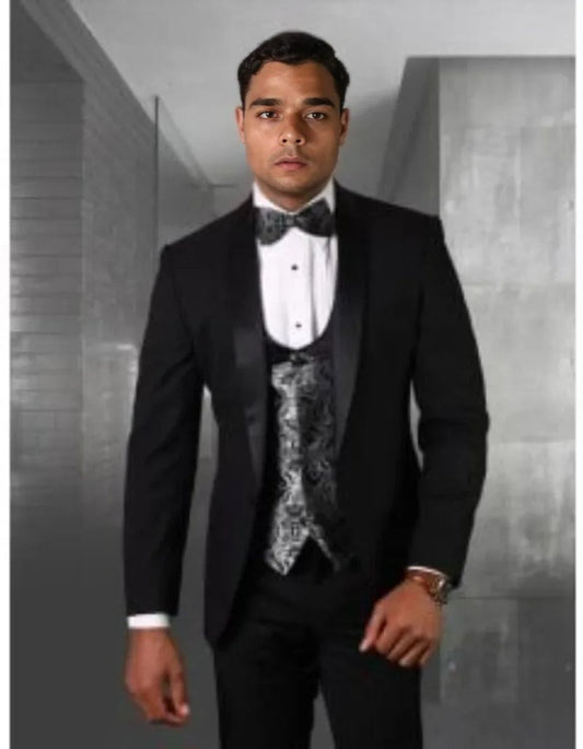 Men's 3-Piece Wool Tuxedo Fashion Vest Tailcoat Trousers Statement