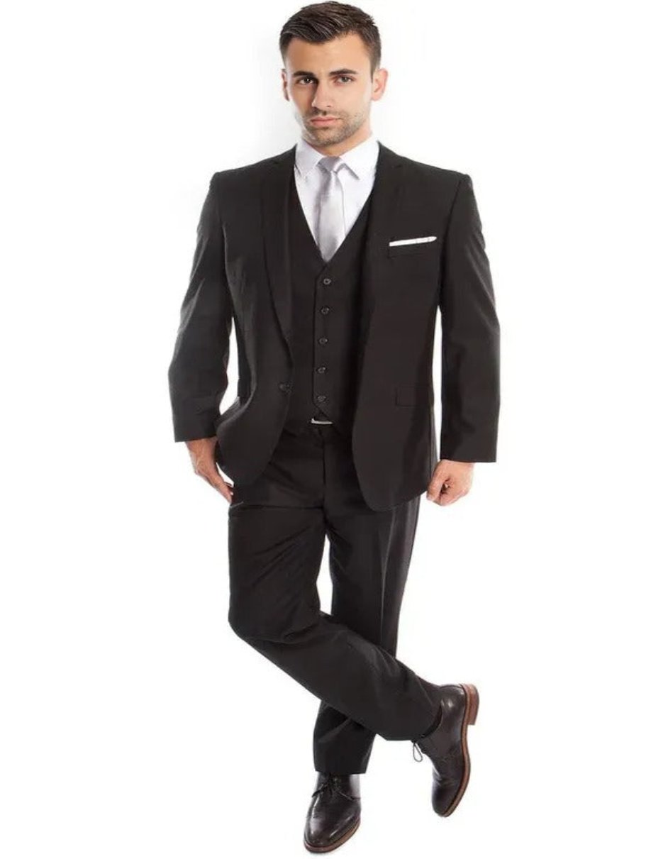 Missionary Mormon Quality Suit - -  Business Slim Fit Style in Color Black - 38 Short Jacket+32 Waist Adjustable 28to34)(Height: 5 4 to5 7 )(Neck  15-16.5)S-M)
