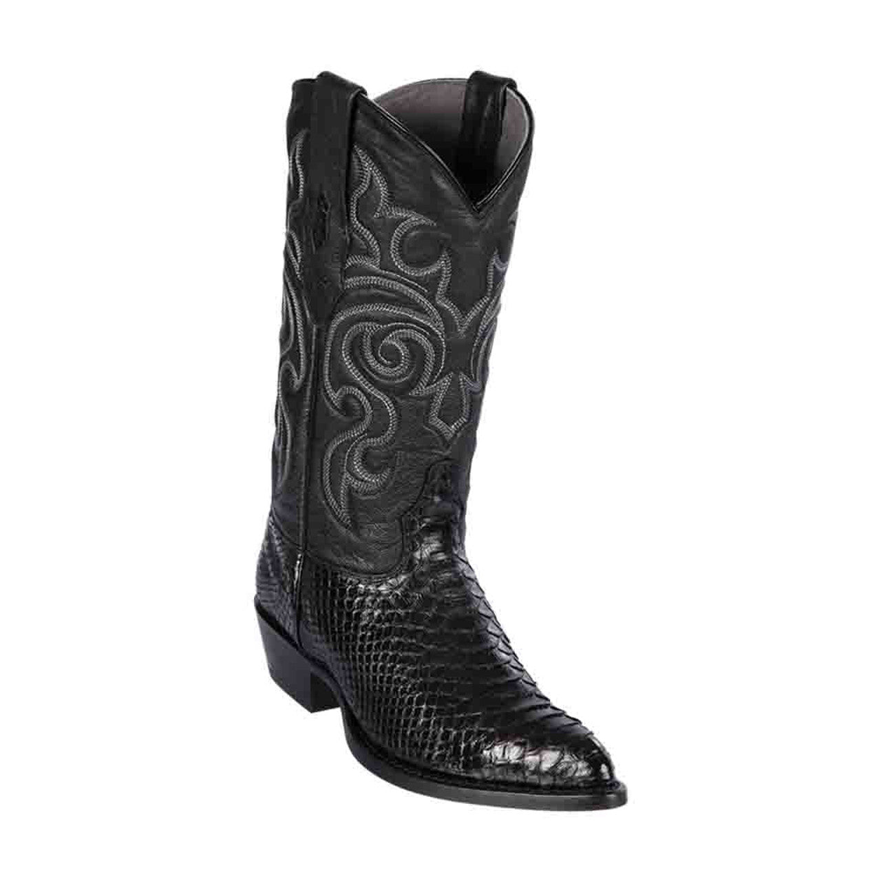 Los Altos Men's Black Genuine Python Snakeskin Boots - 8