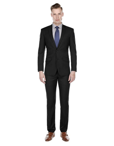 Manchester Tailored Suits - Slim Fit Black Suits - 2 Button Tapered Europian Cut Suits