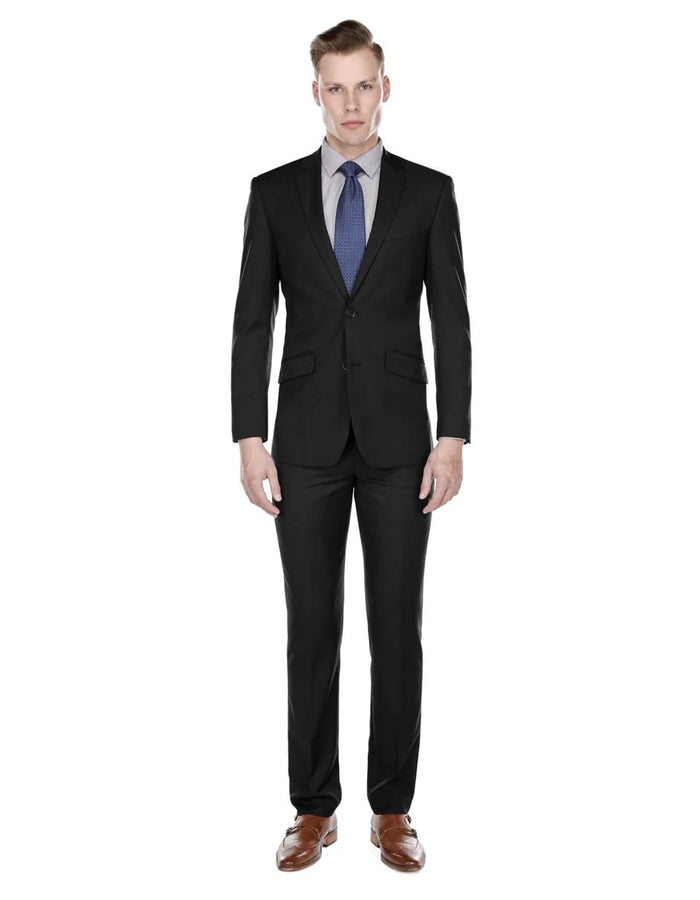 Manchester Tailored Suits - Slim Fit Black Suits - 2 Button Tapered Europian Cut Suits