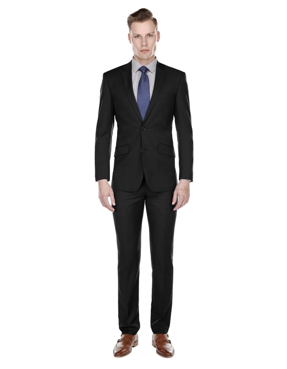 Manchester Tailored Suits - Slim Fit Black Suit - 2 Button Tapered Europian Cut Suit