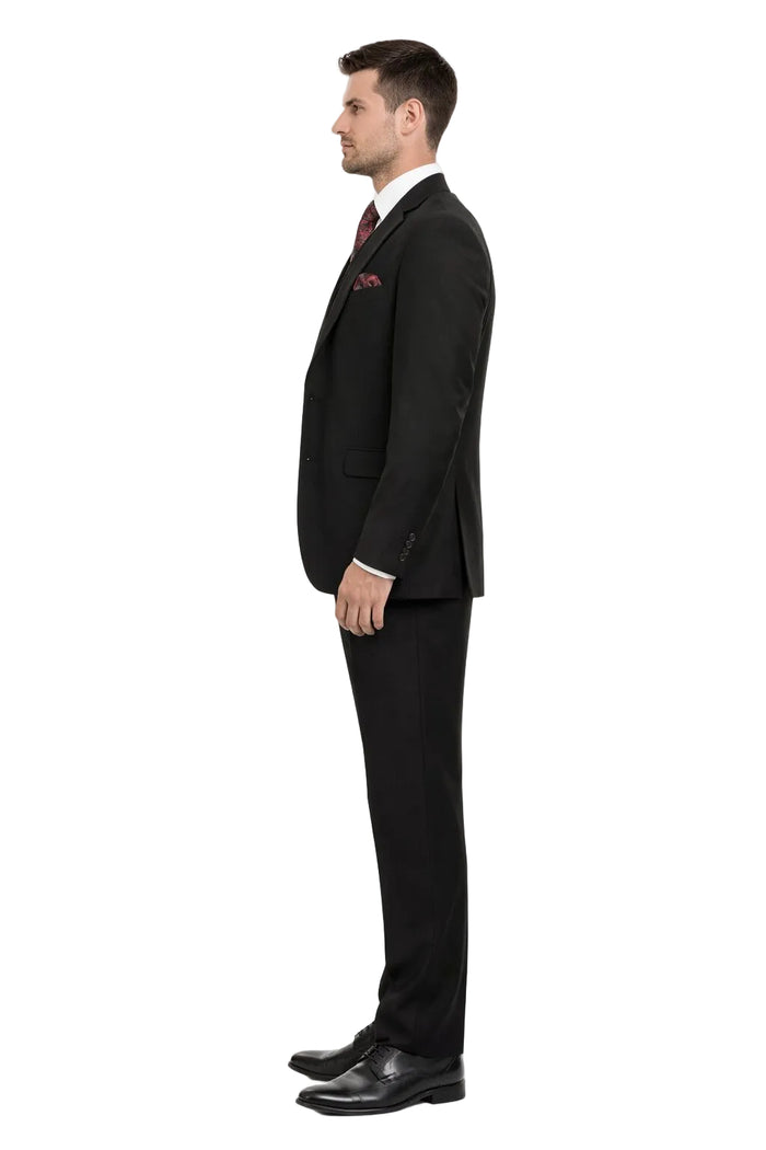 Modern Fit Wool Feel Two Button Jacket with Suit Black