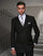 Men's Black Real Wool Fabric Suit double breasted pleated pants 6 Buttons Side Vented