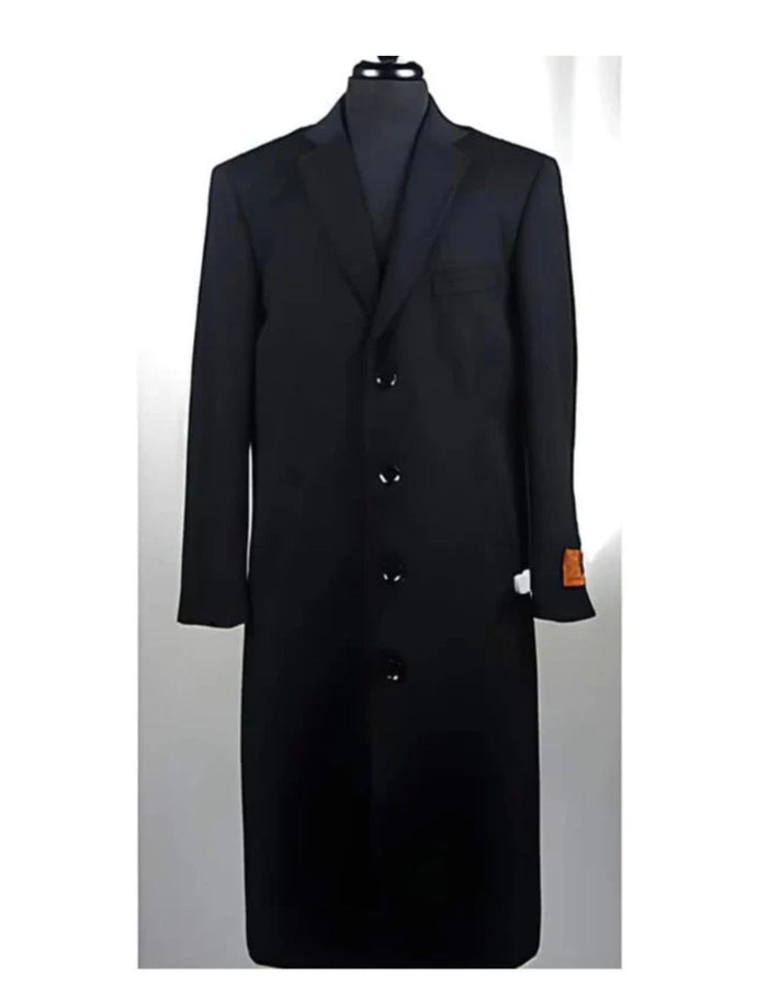 4 Button Wool Blend Black Bravo Top Overcoat