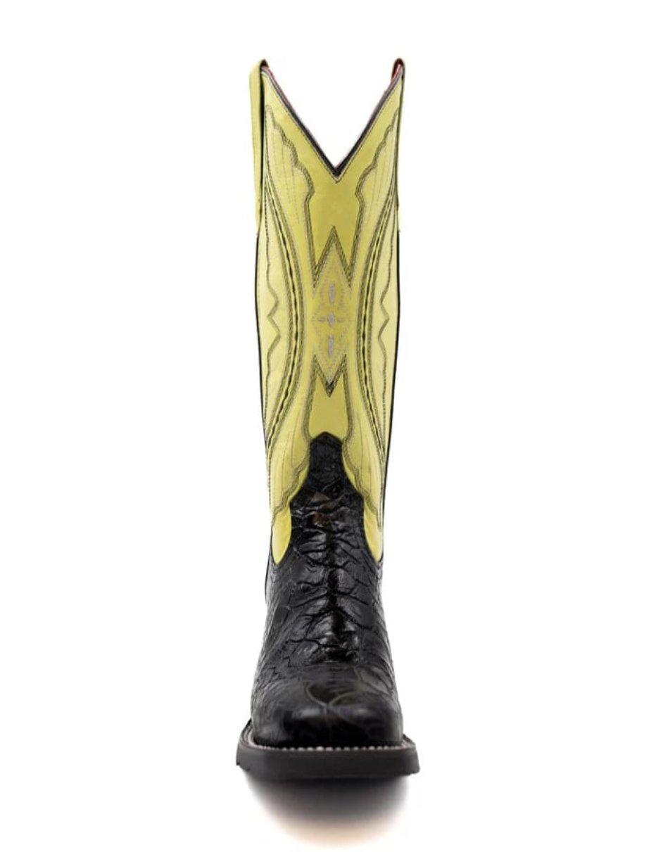 Ferrini Women's Kai Square Toe Rubber Boots Turtle Print - Black - 6B