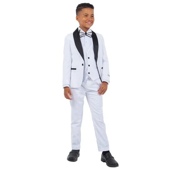 New Stacy Adams Boys Black Tuxedo Set, 5-Piece Black Shawl Collar