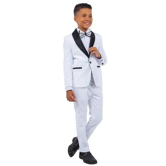 New Stacy Adams Boys Black Tuxedo Set, 5-Piece Black Shawl Collar