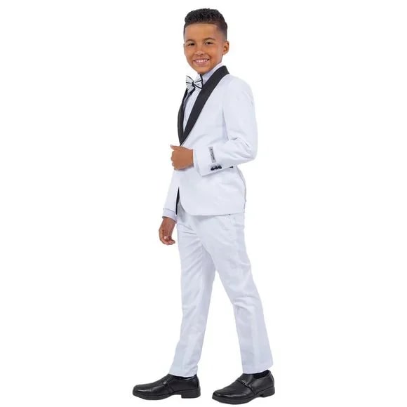 New Stacy Adams Boys Black Tuxedo Set, 5-Piece Black Shawl Collar