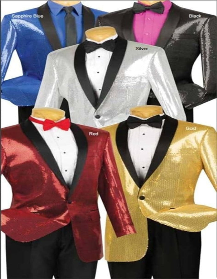 Mens Royal Blue Prom 2026 Tuxedo - Mens Gold Sequin Tuxedo Blazer