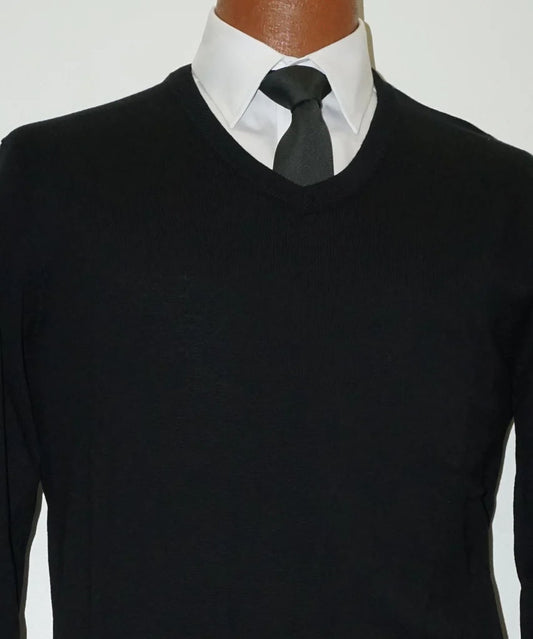 Cotton blend Long Sleeve Black Sweater
