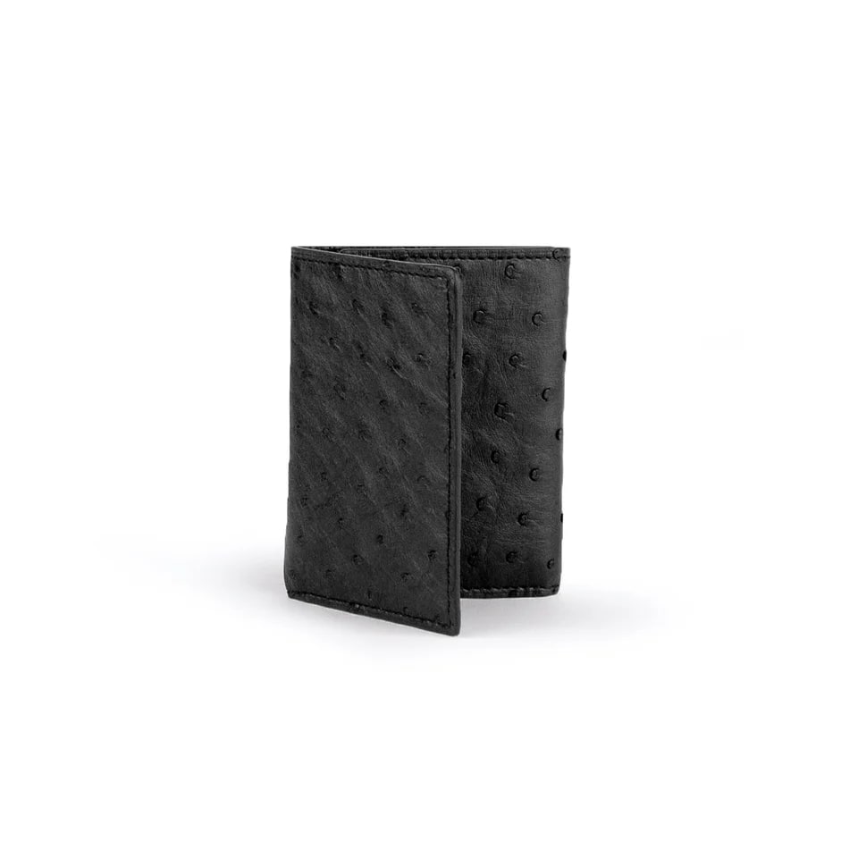 Ferrini Full Quill Ostrich Trifold Black - One Size