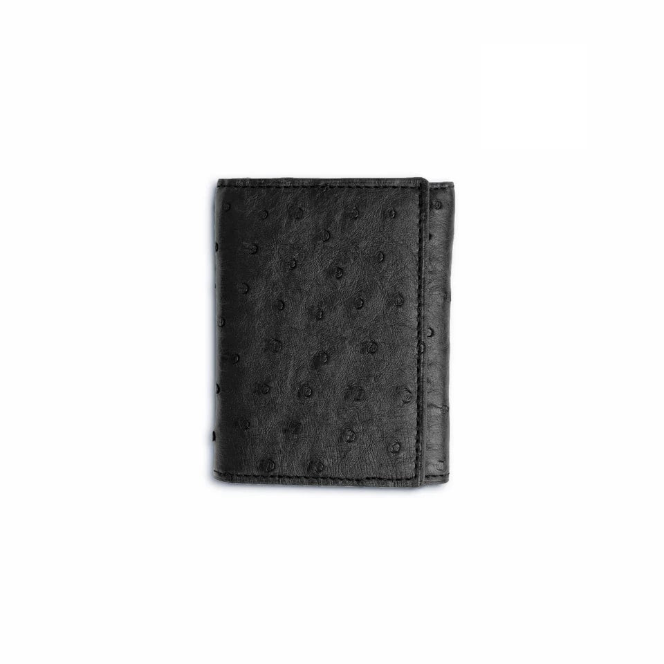 Ferrini Full Quill Ostrich Trifold Black - One Size