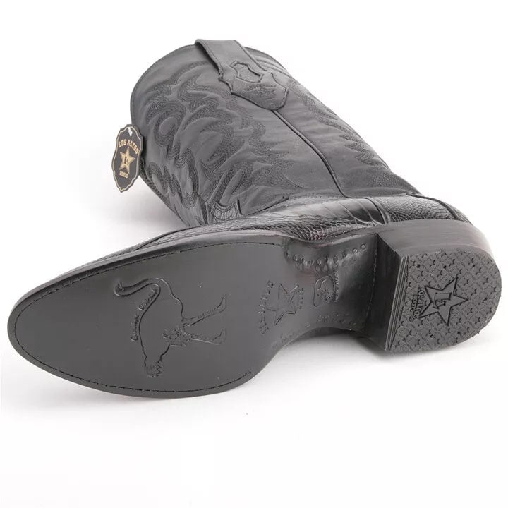 Los Altos Black Western Boots Genuine Ostrich Skin - 8