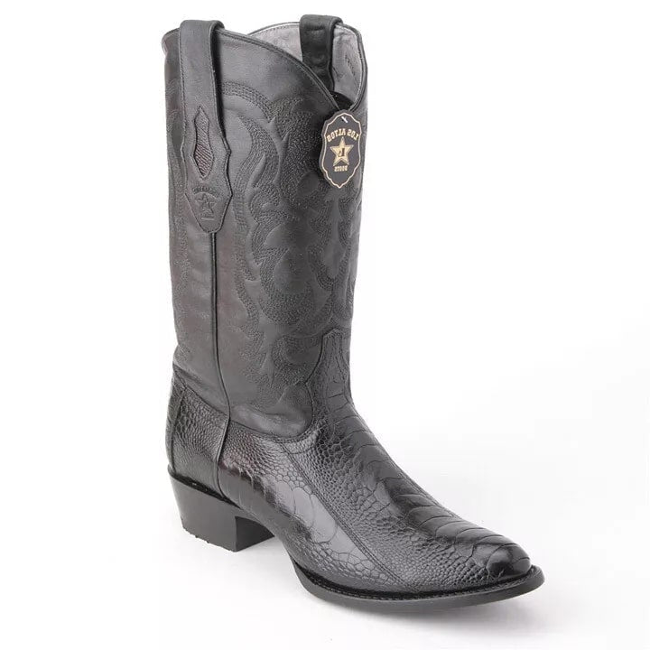 Los Altos Black Western Boots Genuine Ostrich Skin - 8