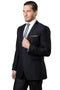 Cheap Priced Suit - Men's Two Button Slim Fit Shiny Sharkskin Suit In Black With Contrast Collar And Trim