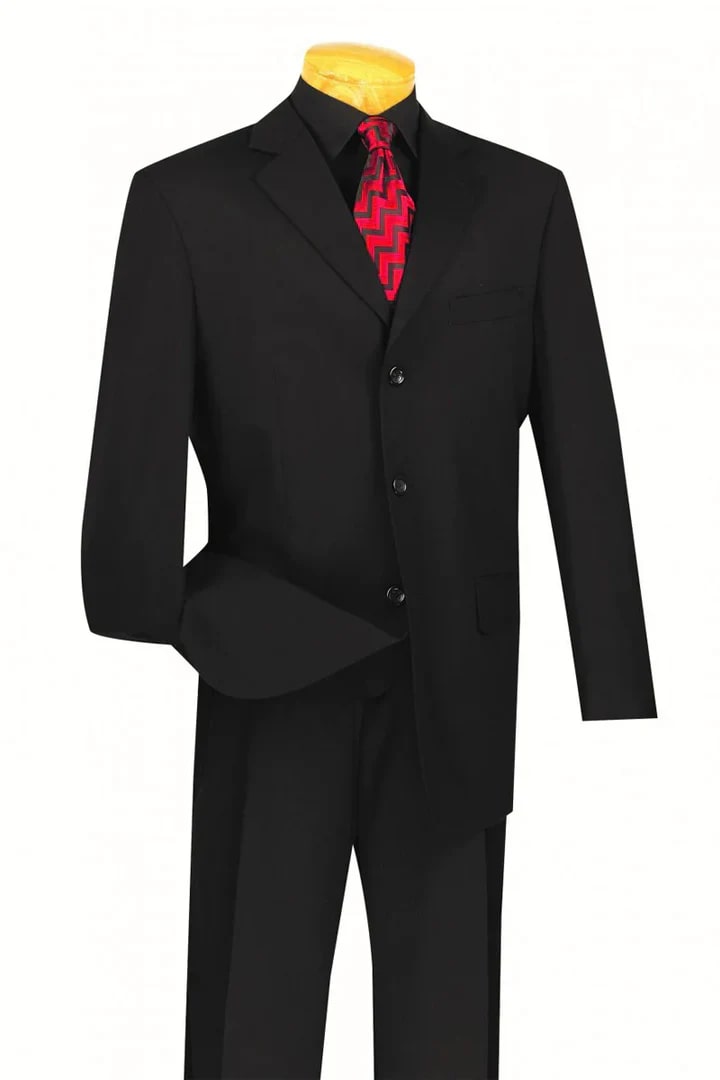 Cheap Suit - Mens Classic 3 Button Regular Fit Black Suit