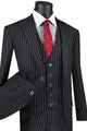 Cheap priced Suit - Mens Vested Bold Gangster Pinstripe Black Suit