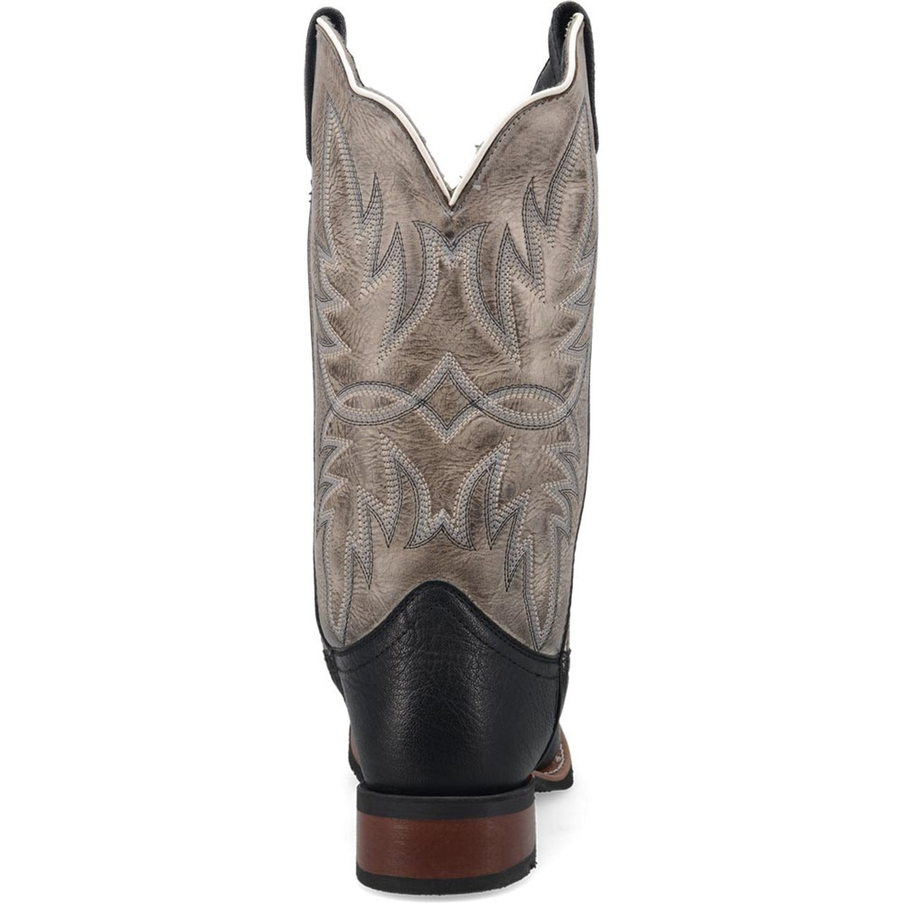 Laredo Isaac Black and Grey Leather Square Toe Shaft Boots for Men - 8D