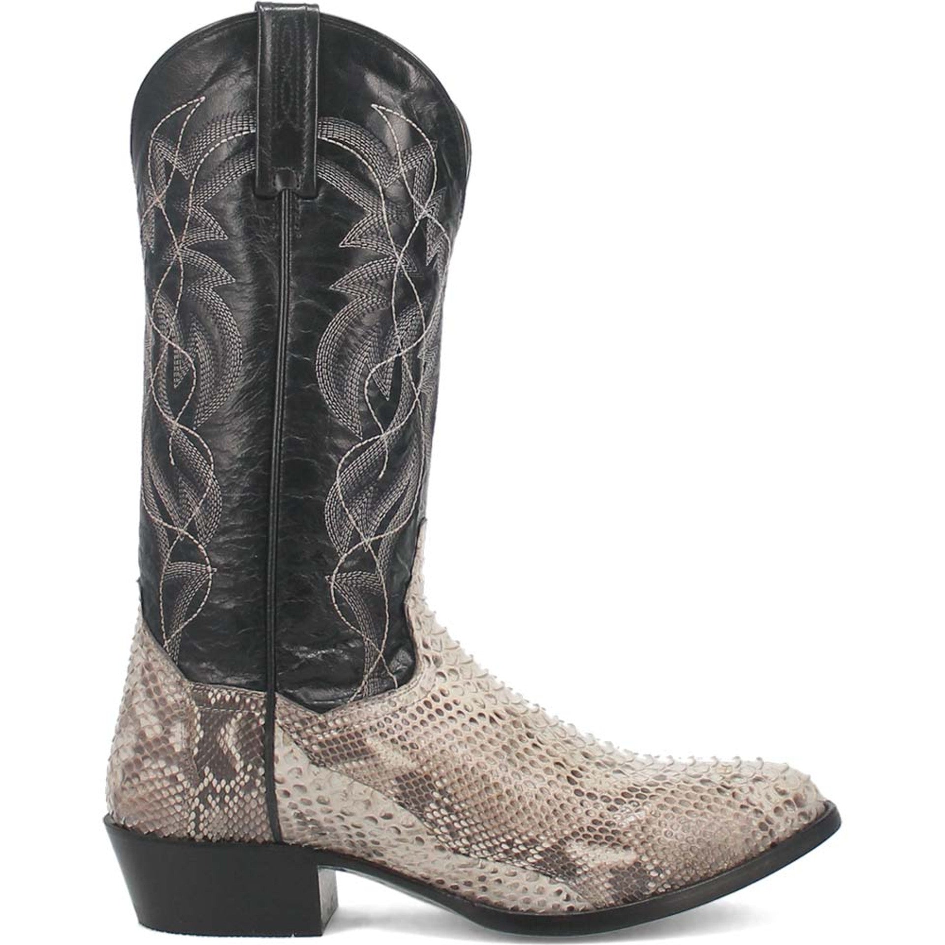 Dan Post Mens Manning Black and Natural Python 13 Round Toe Leather Boot - 7D