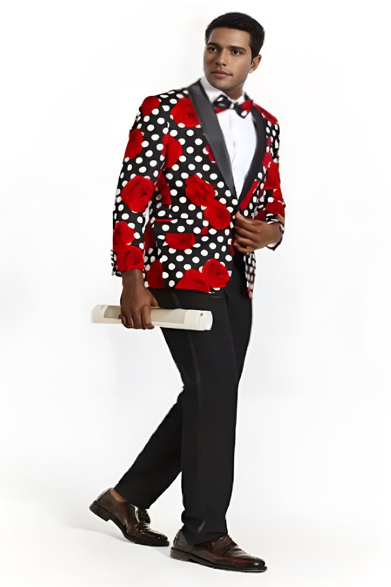 Big And Tall Suit For Men - Jacket + Pants + Bowtie + Pants - Black and Red Suit - 38 Short Jacket+32 Waist Adjustable 28to34)(Height: 5 4 to5 7 )(Neck  15-16.5)S-M)