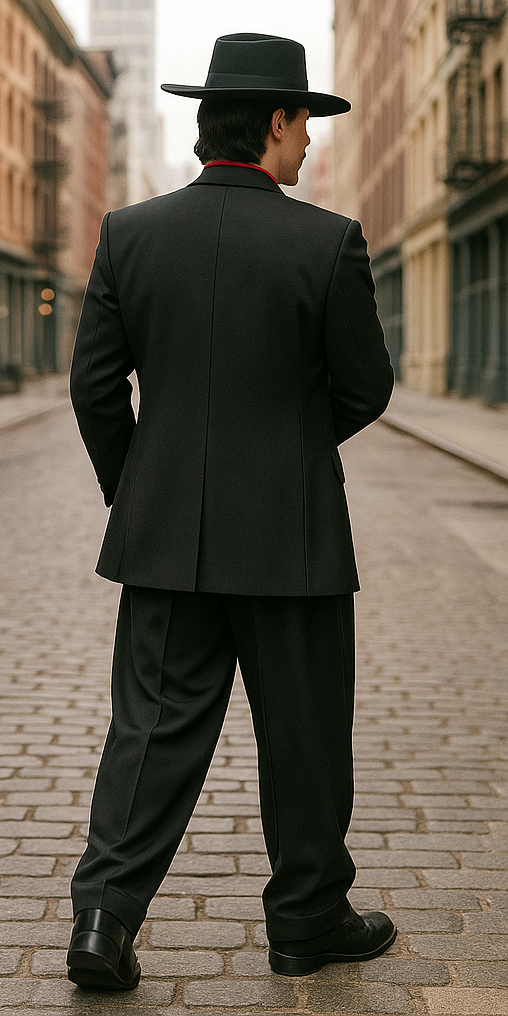 Mens Zoot Suit in Solid Black Available in 7 Colors - 38 Short Jacket+32 Waist Adjustable 28to34)(Height: 5’4”to5’7”)(Neck 15-16.5)S-M)
