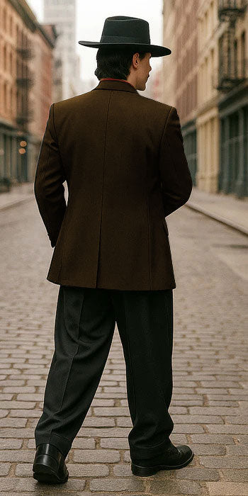 Mens Zoot Suit in Solid Black Available in 7 Colors - 38 Short Jacket+32 Waist Adjustable 28to34)(Height: 5’4”to5’7”)(Neck 15-16.5)S-M)
