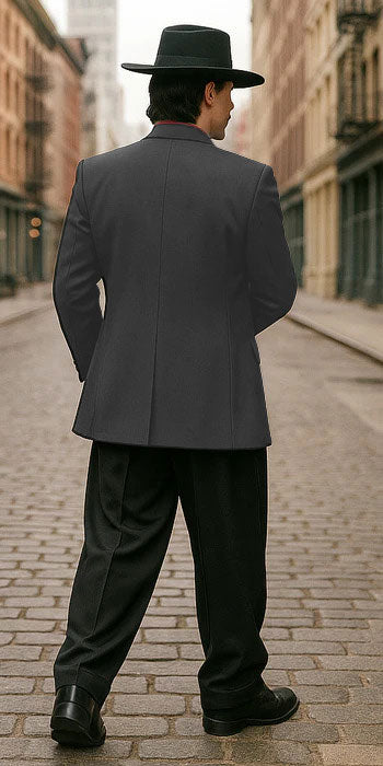 Mens Zoot Suit in Solid Black Available in 7 Colors - 38 Short Jacket+32 Waist Adjustable 28to34)(Height: 5’4”to5’7”)(Neck 15-16.5)S-M)