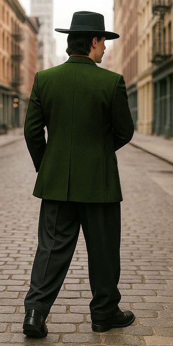 Mens Zoot Suit in Solid Black Available in 7 Colors - 38 Short Jacket+32 Waist Adjustable 28to34)(Height: 5’4”to5’7”)(Neck 15-16.5)S-M)