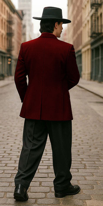 Mens Zoot Suit in Solid Black Available in 7 Colors - 38 Short Jacket+32 Waist Adjustable 28to34)(Height: 5’4”to5’7”)(Neck 15-16.5)S-M)