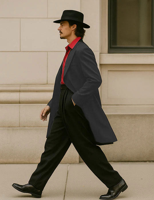 Mens Zoot Suit in Solid Black Available in 7 Colors - 38 Short Jacket+32 Waist Adjustable 28to34)(Height: 5’4”to5’7”)(Neck 15-16.5)S-M)