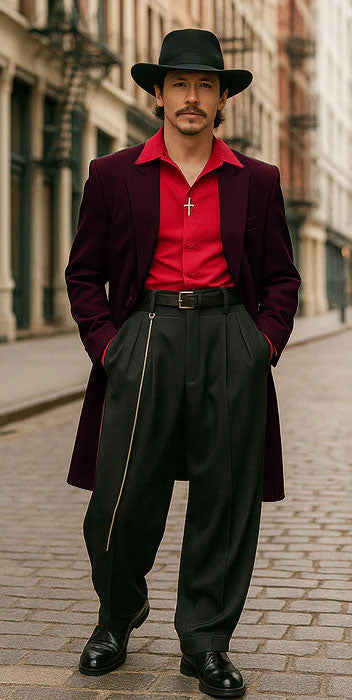 Mens Zoot Suit in Solid Black Available in 7 Colors - 38 Short Jacket+32 Waist Adjustable 28to34)(Height: 5’4”to5’7”)(Neck 15-16.5)S-M)