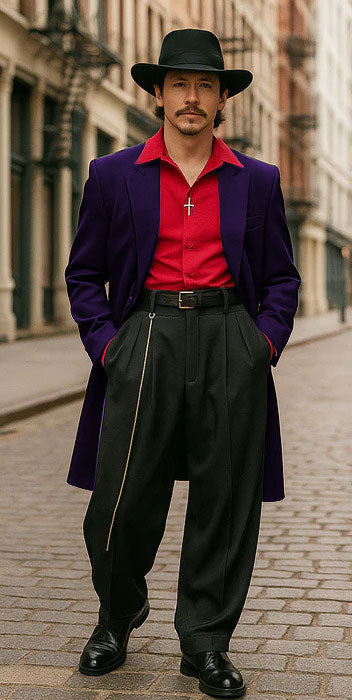 Mens Zoot Suit in Solid Black Available in 7 Colors - 38 Short Jacket+32 Waist Adjustable 28to34)(Height: 5’4”to5’7”)(Neck 15-16.5)S-M)