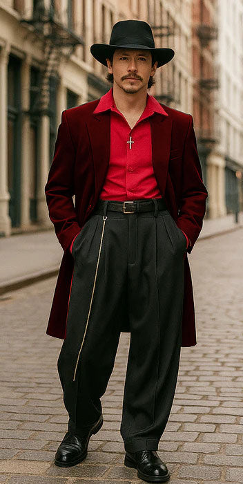 Mens Zoot Suit in Solid Black Available in 7 Colors - 38 Short Jacket+32 Waist Adjustable 28to34)(Height: 5’4”to5’7”)(Neck 15-16.5)S-M)