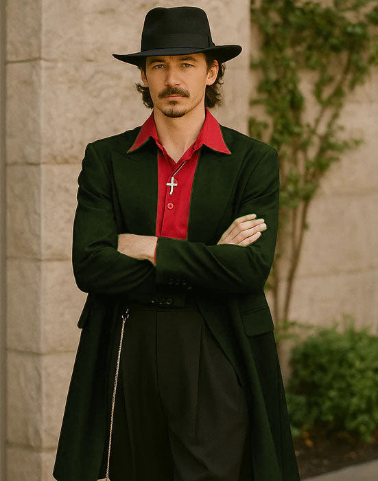 Mens Zoot Suit in Solid Black Available in 7 Colors - 38 Short Jacket+32 Waist Adjustable 28to34)(Height: 5’4”to5’7”)(Neck 15-16.5)S-M)