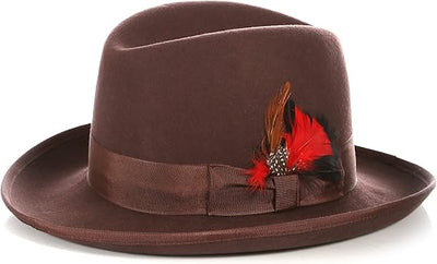 Premium Godfather Hat - Homburg Hat - Men's Homburg Brown