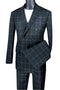 Cheap priced Suit - Mens Double Breasted Bold Windowpane Plaid Black Suit
