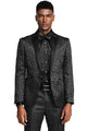 Cheap Suit - Men's One Button Slim Fit Paisley Wedding & Prom 2025 Black Tuxedo