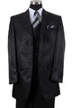 Cheap Priced Suit- Mens 4 Button Semi Wide Leg Shiny Tonal Stripe Fashion Black Suit