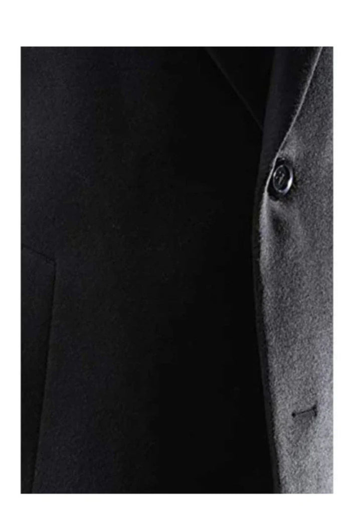 Men's Caravelli Two Button 3/4 Length Black Long men's Car Coat Dress Topcoat - Winter coat