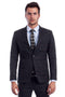 Cheap Priced Suit - Men's Two Button Vested Skinny Fit Suit With Low Cut Vest In Black Plaid