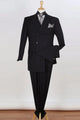 Cheap Priced Suit  - Mens Three Quarter Length Double Breasted Fashion Black Suit