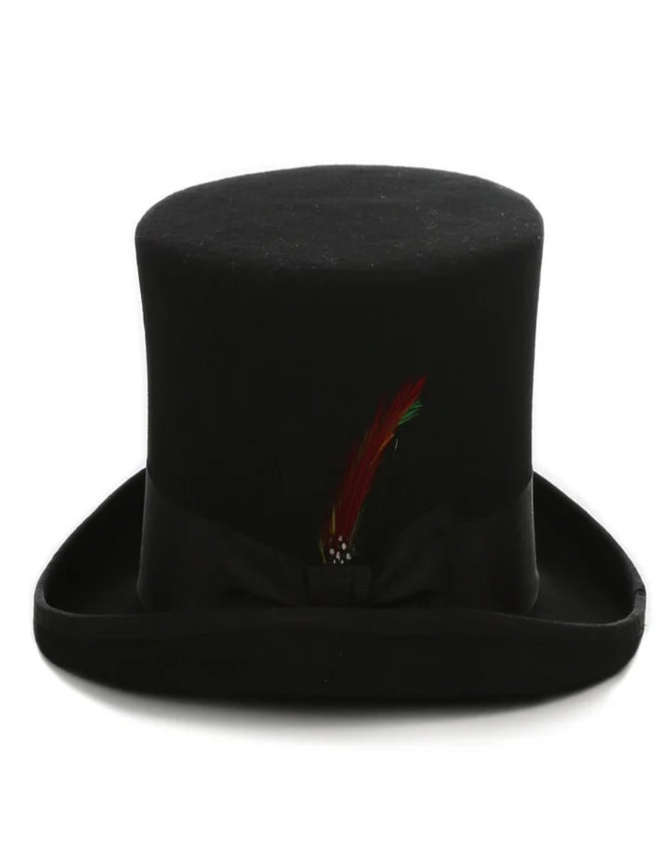 Victorian Steampunk Top Hat - 1800 19th Century - Dressy Loden Felt Top Black Hat - S