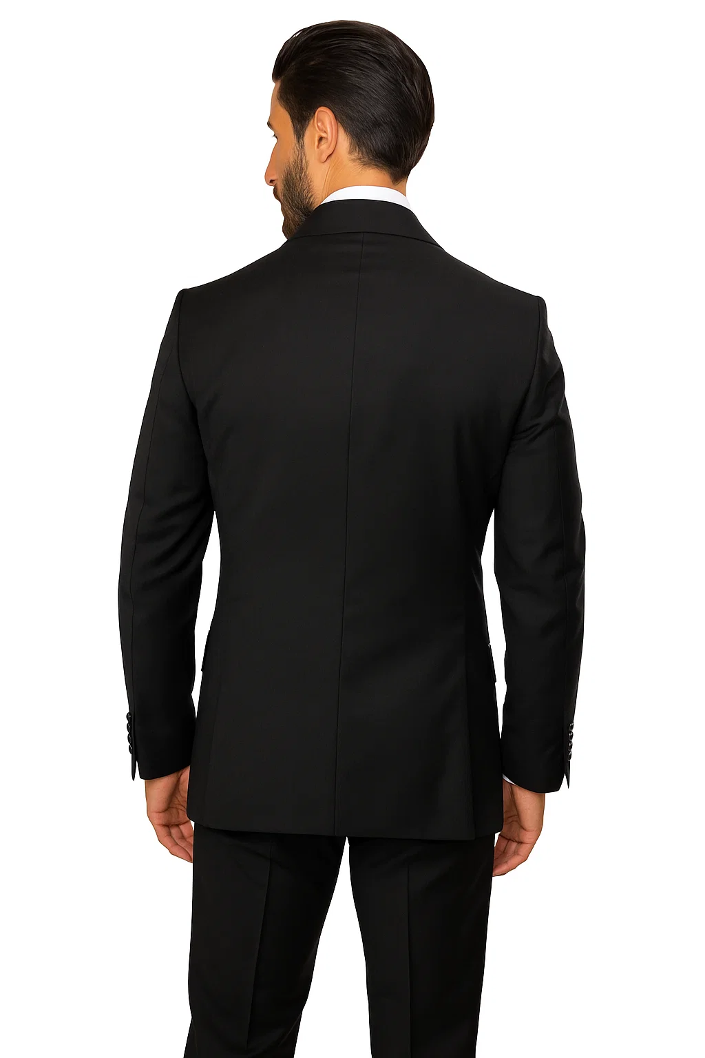 Suits With Baggy Pleated Pants - Wide Leg Pants 100% Wool - Classic Fit in Black Color by Rossiman - 38 Regular